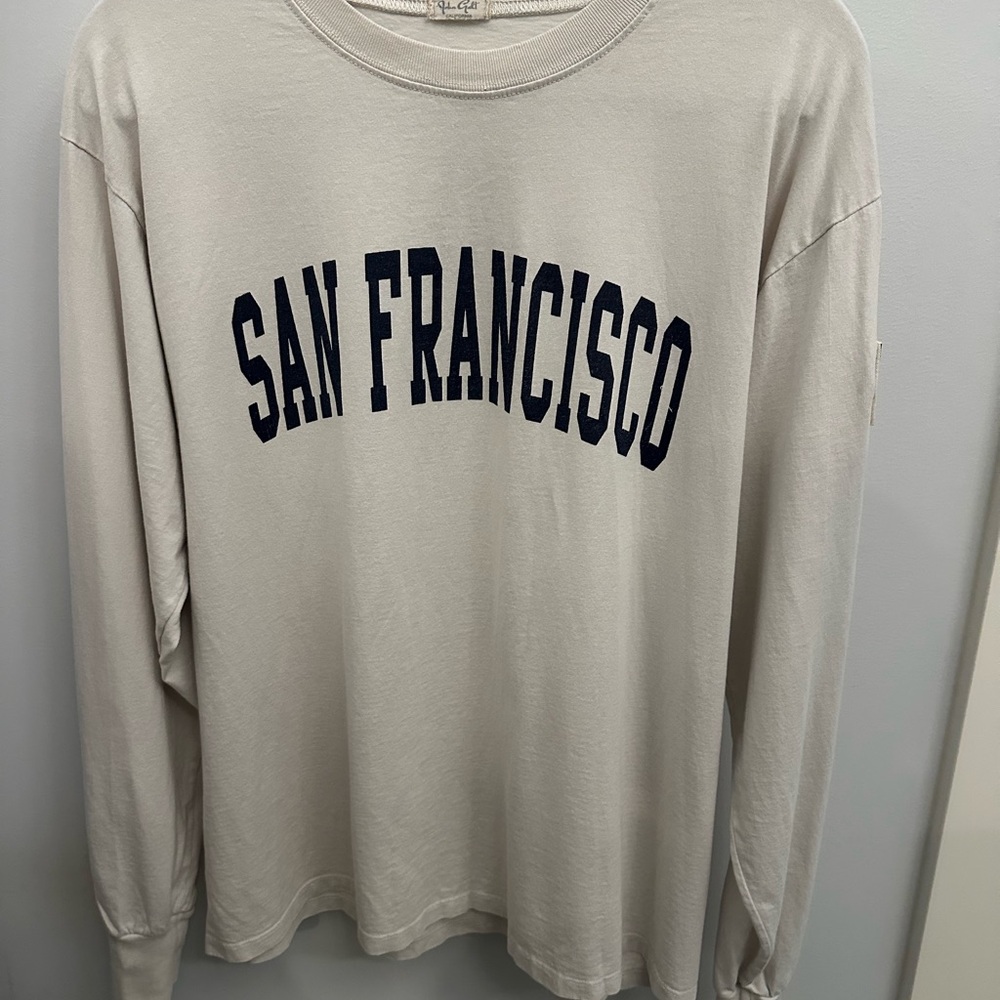 Brandy Melville San Francisco Beige Long Sleeve Oversized Shirt